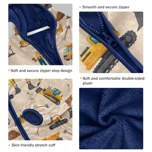 CHIFIGNO Construction Vehicles Excavators Toddler Boys Warm Thick Fleece Outerwear Jackets with Polar Fleece Lining 3T3