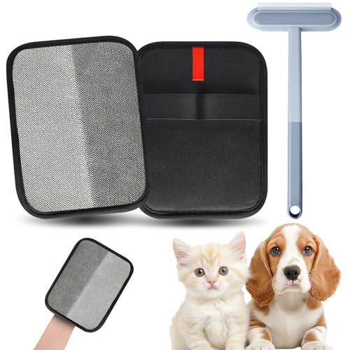 Suevut 3 Guanti Rimuovi Pelumi Animali con Spazzola Multifunzione, Guanto Anti Pelo Gatti/Caní, Riutilizzabile per Divano Tappeto Auto