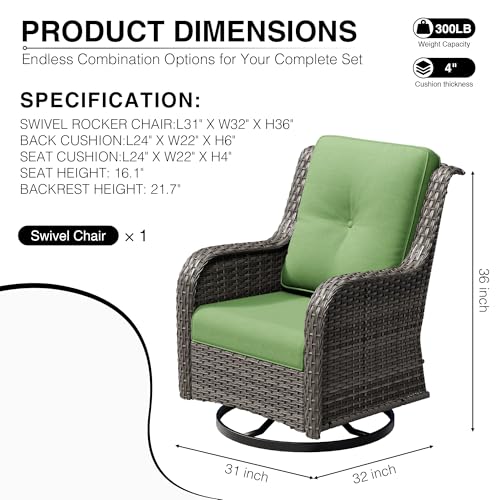 Image of Joyside Outdoor Swivel Rocker Patio Chairs, Wicker Patio Furniture with High Back, Deep Seating, Wide Armrest, Thickened Cushions, Outdoor Rattan Furniture for Deck, Porch Use