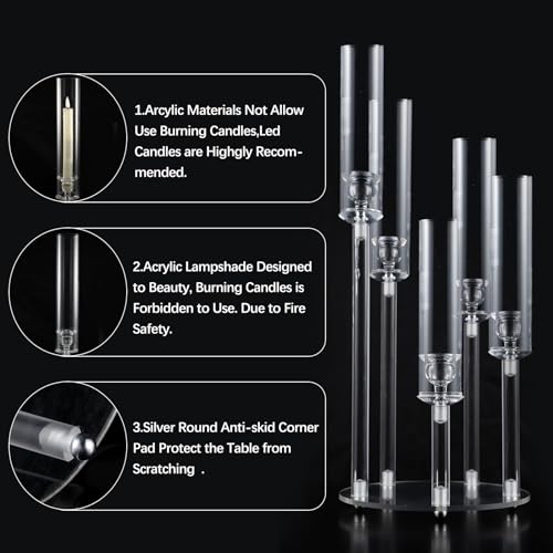 Wocadle WUS-YKLYG5TZT 5 Arms Acrylic Clear Candelabra Centerpieces thumb #1