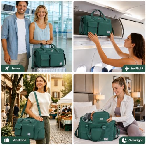 Image of FIORETTO Women's Gym Duffle Bag with Shoes Compartment, 30L Capacity, Ideal for Travel, Gym, Sports, Duffel, Weekender