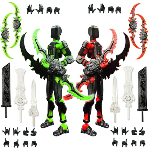 T13 Action Figure Set (Assembly Completed), 3D Printed Multi-Jointed Movable Titan 13 Lucky Dummy 13 Mobile Robot, Nova 13 Action Figures Desktop Decorations for Game Lovers Toy (Black Red Green?