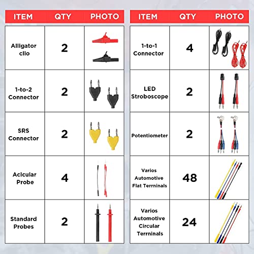 Automotive Circuit Test Leads Kit - Motocoche 92 Pieces Multimeter Multi Function Electric Probe Test Kit With Black Carrying Case Test Lead Set Wire Connectors Adapter Cables #TOP4