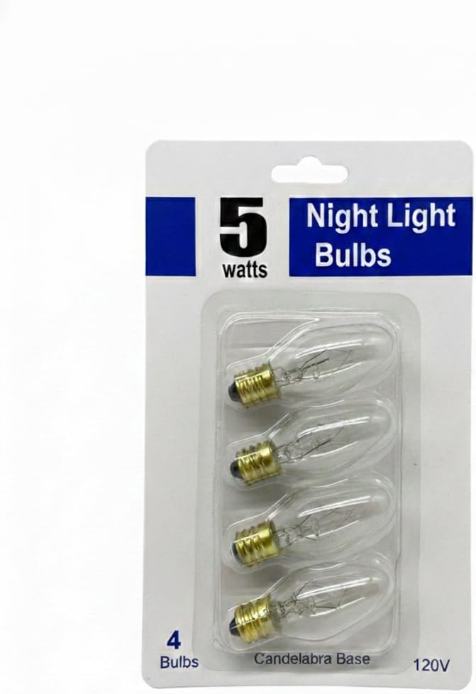 Chandelier Light Bulbs E12 Base – 4 Pack C7 Night Light Replacement Bulbs, 120V 5W-7W