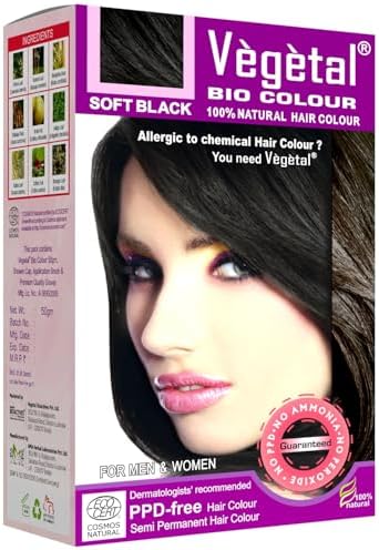 Bio Hair Colour Soft Black 50gm (1.8 Oz) Safe and Natural Hair Dye