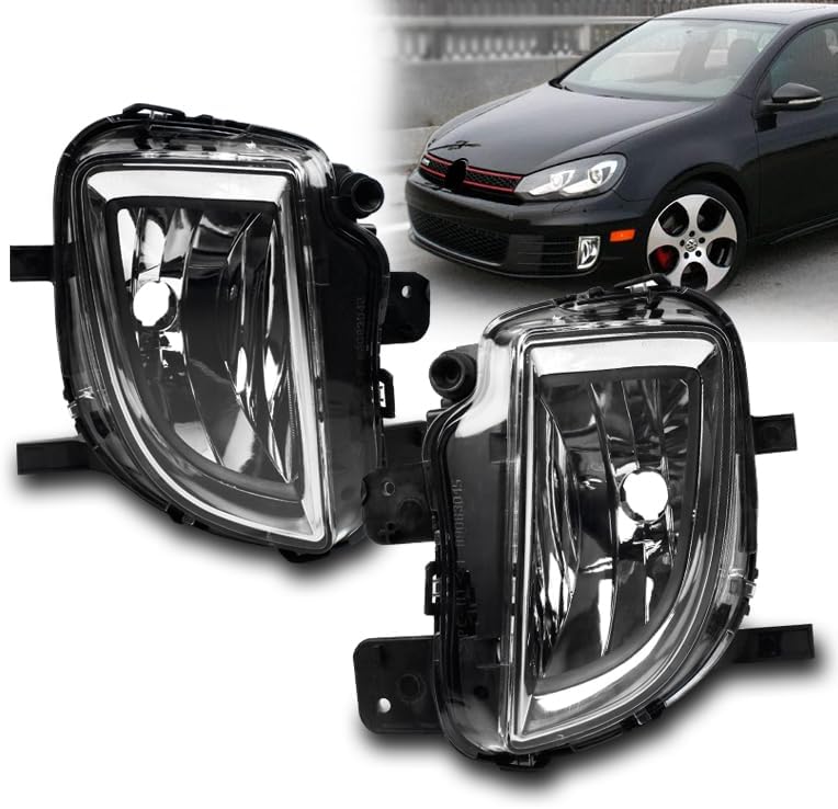 Replacement Bumper Driving Fog Lights Lamps Chrome Compatible with 2010-2012 GTI Mk6