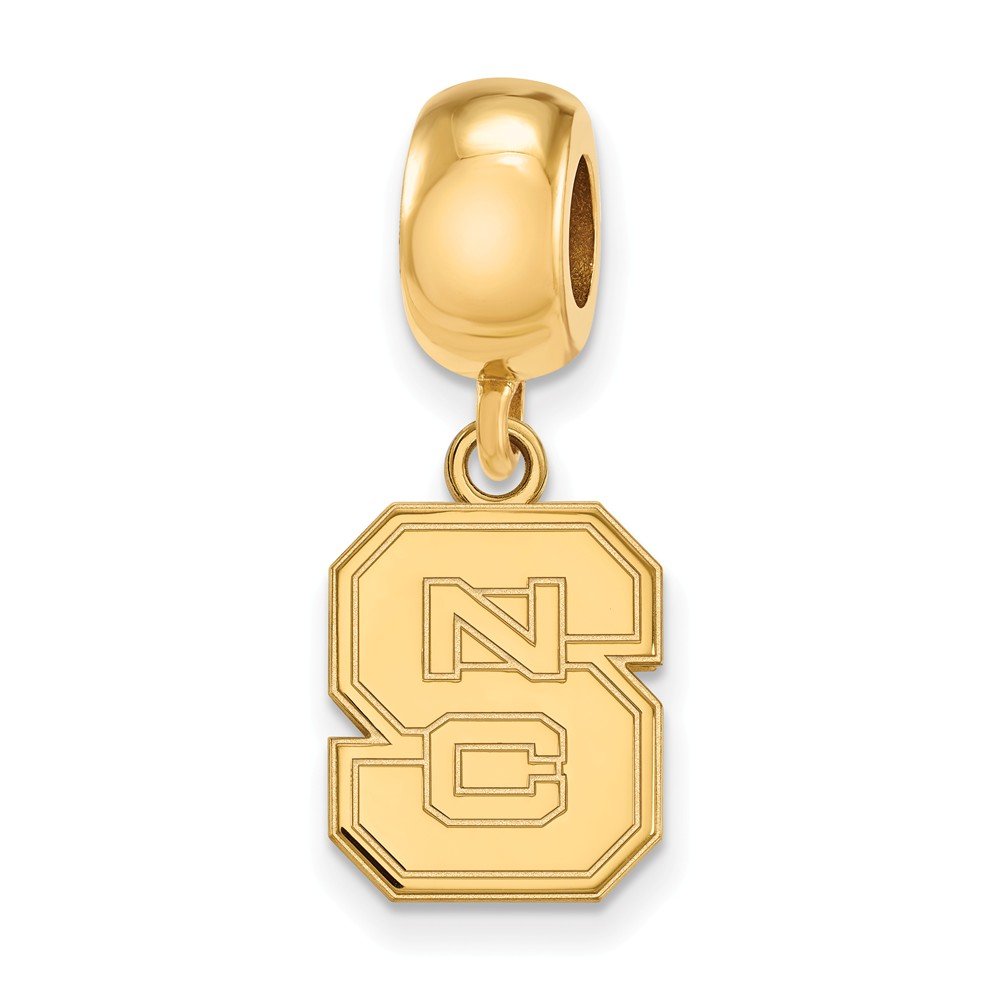 NC State Bead Charm Small (1/2 Inch) Dangle (Gold Plated)