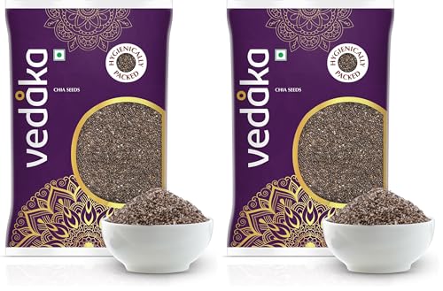 Image of Amazon Brand - Vedaka Chia Seeds 1Kg | Rich In Protein, Calcium & Omega Fats | Healthy Snack On-The-Go (Pack of 2)