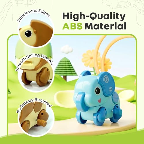 Image of R for Rabbit 4Pcs Orapple Safari Wind-Up Toys for Kids Key Operated Battery-Free Safe ABS Material Animal Toy BIS Certified Boosts Motor Skills Creativity & Fun Playtime (Multi 1)