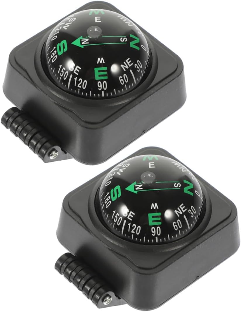2pcs Adjustable Car Dash Compass Ball with Self-Adhesive Base, Portable Vehicle Navigation Guide for Outdoor Driving and Automotive Interior Accessories
