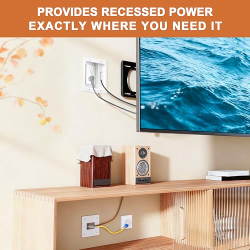 Naerza in Wall Cable Management Kit with Recessed Tv Outlet Box-Two-Hole Socket, 9ft Cord,Tv Cable Hider Wall Kit Hider Box Fits All Plugs, Easy, Safe Cable Management — view 4