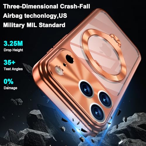 Coque iPhone 17 Pro Max MagSafe orange avec béquille rotative 360°
