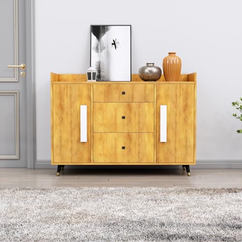 Image of Bniture Wooden Sideboard Cabinet for Living Room | Wooden Storage Cabinet with 2 Door & 3 Drawer | Engineered Wood Multipurpose Cabinet with Spacious Shelves for Home & Office | Giant Wood