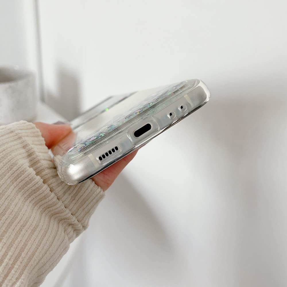 Bling Quicksand Funda para Samsung Galaxy Z Flip 5 4 3 2 1 Lindo Brillo Transparente Suave para Samsung Z Flip 3 4 Flip4 Funda, Plata Colorida, para Z Flip 1