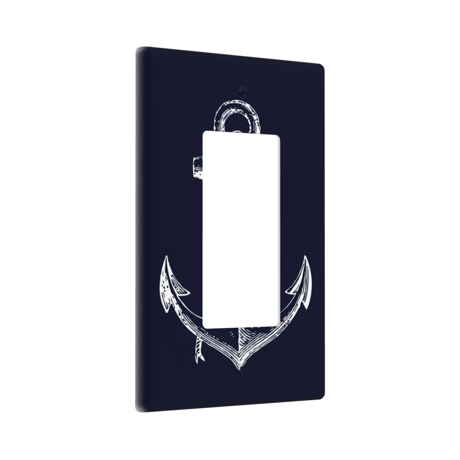 Ancre De Voile De Style Rustique Nautique - 1 Interrupteur - Plaque Murale Décorative Bleue - Plaque Murale à Bascule Simple - Décoration D'intérieur Pour Salon, Chambre à Coucher