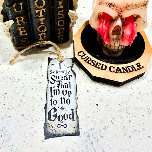 Image of Mischief Managed Vintage Scroll Bookmark | inchI Solemnly Swear that I'm Up to No Good inch Inspired Fantasy Bookmark for Book Lovers, Readers & Students | Aesthetic Page Marker Gift | Durable Bioplastic