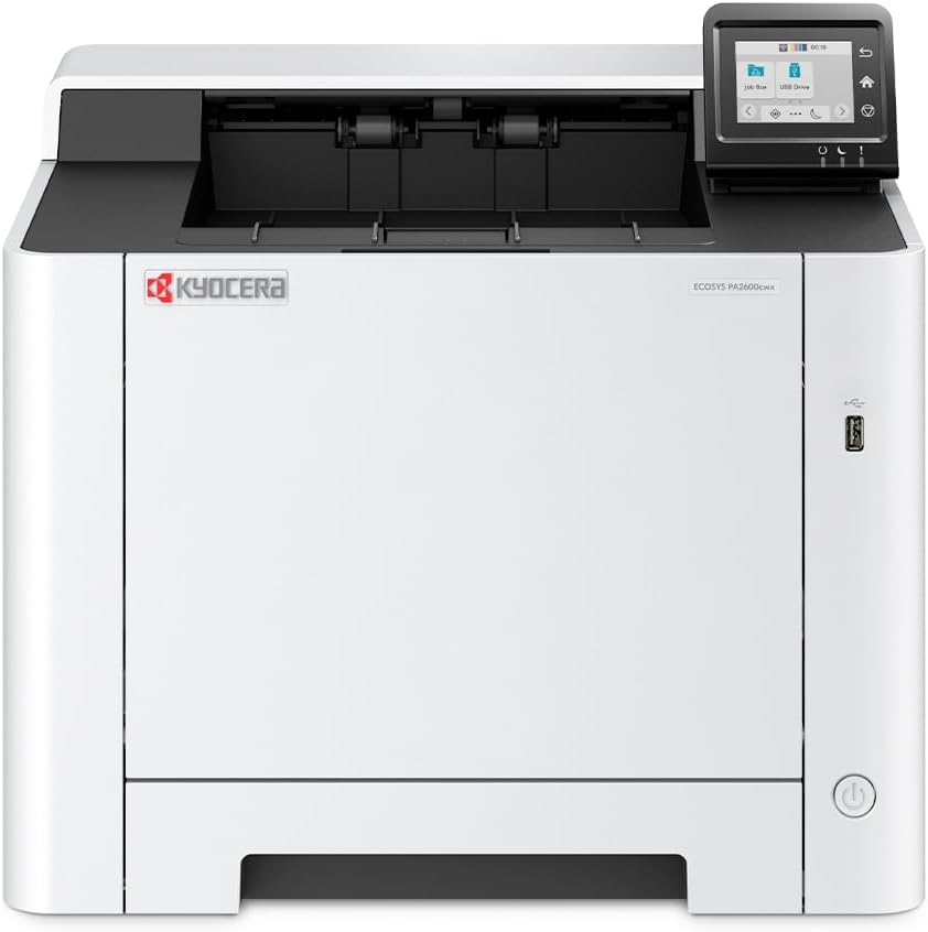 KYOCERA ECOSYS PA2600cwx Color Laser Printer, 27 ppm, 1200 dpi, Wi-Fi Direct, 1GB Memory, 2.7 inch Color Touch Screen Control Panel