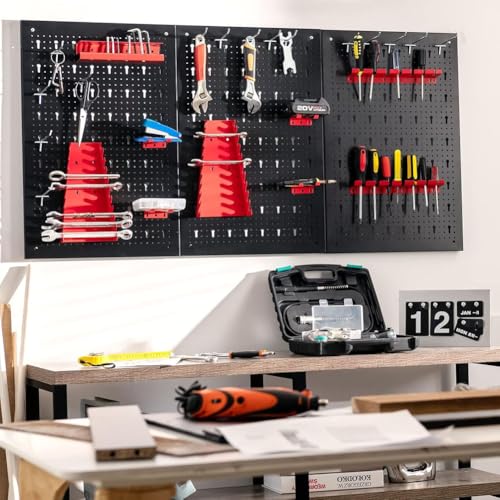 BAKAJI Wandtafel mit Haken und Halterung aus Stahl, Metall, Mehrfarbig, 120 x 60 cm – Ansicht 7