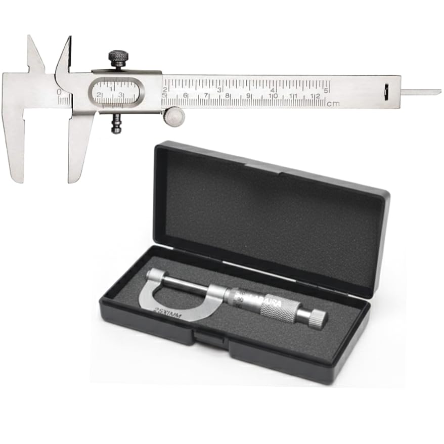 LABAURA Metal Vernier Caliper 12.5cm and Screw Gauge 25mm Combo | Metalic Micrometer Slide | Used for Measurements of Round Objects and Depth | Ideal For Engineering, Machinery, Science Labs-image-19