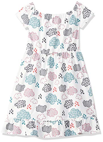 Image of Gubbarey Girl's Cotton Blend Fit and Flare Knee-Length Casual Dress (DRG2021 2020 White 8-9 Y)