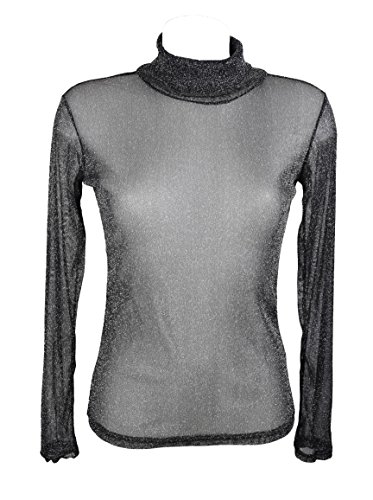 Miss Rouge T-Shirt, Top en Voile, Brillant/pailleté (Noir)