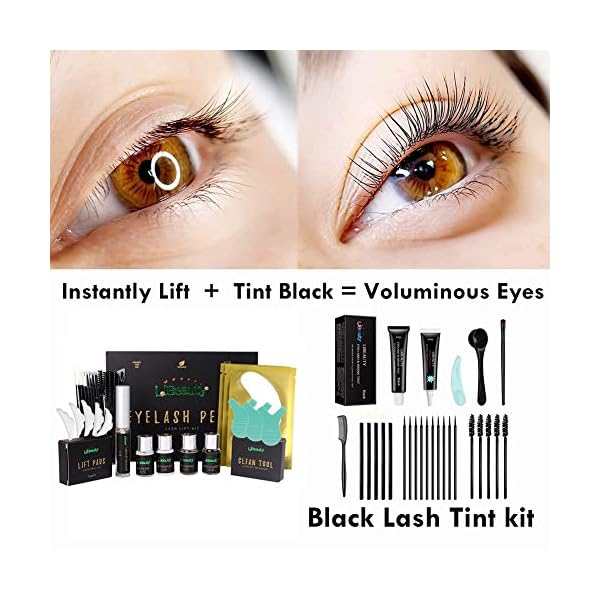 Libeauty Eyelash Lift and Color Kit Brow Lamination with Black Lash Perm Quick Lifting & Voluminous Coloring with Complete Tools DIY Use at Home & Salon Supplies