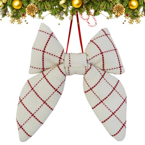 Genérico De Navidad, Lazos De Árbol Navidad A Cuadros Blancos | Grandes Decorativos Cinta Tela para Coronas, Guirnaldas, Entrada, Fiestas Y Decoración del Hogar De Vacaciones P