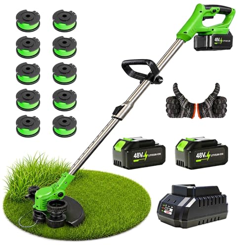 2026 New 48V 3 in 1 Cordless String Trimmer with Auto Spool Feed, 12’’ Electric Weed Wacker...