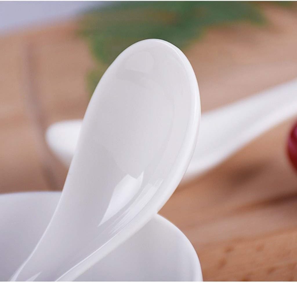 Scoop 20 Piece Ceramic Asian Soup Spoon Appetizer Spoon Set Service Spoon for Home Kitchen or Restaurant, White Soup Spoon (Color : B)