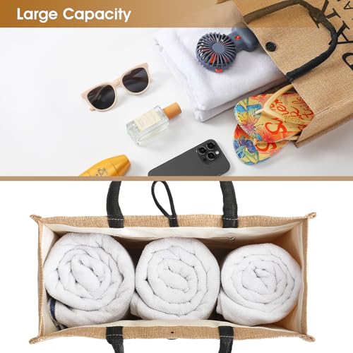 Image of Trifabricy Beach Bag for Women, Woven Straw Beach Tote Bag Waterproof, Weaving Swim Gym Shopping Travel Bags with Button