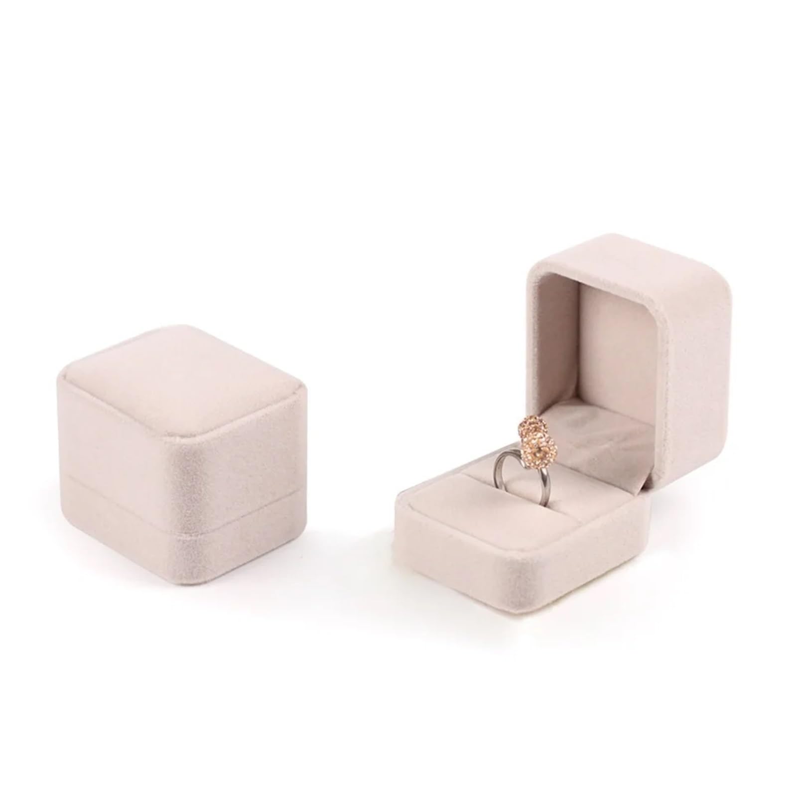 LCKKJHG Wedding Ring Box 6PCS Square Ring Box Romantic Proposal Wedding(Beige)
