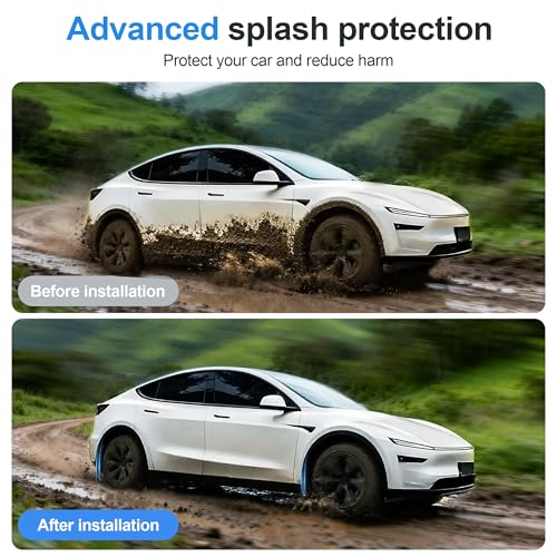 Image of 2025 New Tesla Model Y Juniper Accessories Mud Flaps - [Stay Clean Protect Paint No Drilling Required] ESDOPA All Weather Splash Guards Body Kits Compatible with Tesla New Model Y 2026(Black Set of 4)