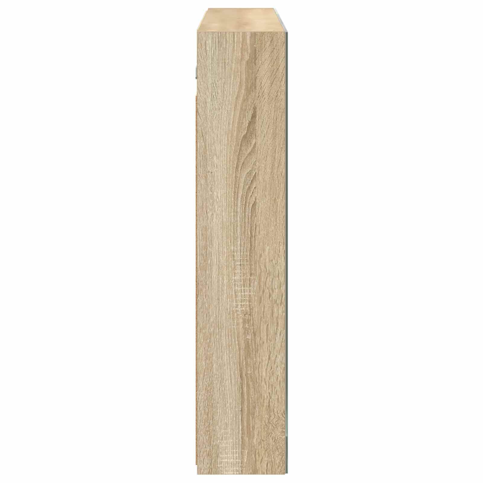 Armadietto da bagno a specchio in rovere Sonoma, 100 x 14,5 x 70 cm, con vano portaoggetti, specchio su entrambi i lati, montaggio a parete, con 2 ripiani, per bagno e bagno degli ospiti