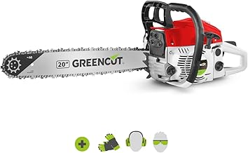 GREENCUT GS620X - Motosierra de gasolina con motor de 2 tiempos 62cc y 3,8cv con espada de 20'', Arranque Easy-Start, Sist...