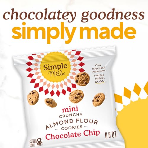 Image of Simple Mills Almond Flour Mini Chocolate Chip Cookie Packs, 20ct, 0.8oz | Bulk Size, 20 Individual Snack Packs, Certified Gluten Free Chocolate Chip Cookies, Crunchy, Travel and Lunchbox Ready