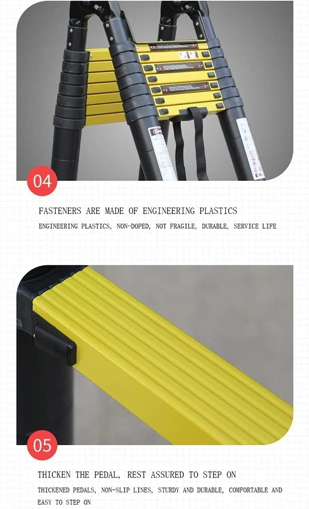 Telescoping Ladder,Telescoping Ladder,Multi-Purpose Ladders,Emergency Use Portable Extendable Step Ladders 330 Lb Large Loading Capacity