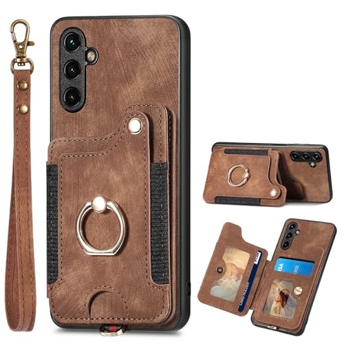 Étui Samsung Galaxy A54 5G en cuir PU marron finition premium à rabat antichoc