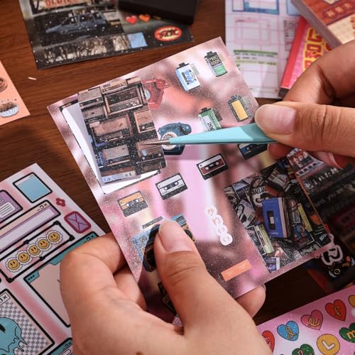 Image of 2PCS Girl's Japanese Retro Sticker Book, Food and Daily Life Theme - 500+ Cute Old Showa Style Foodie Stickers, for DIY Scrapbooking Journaling Handbook Decoration