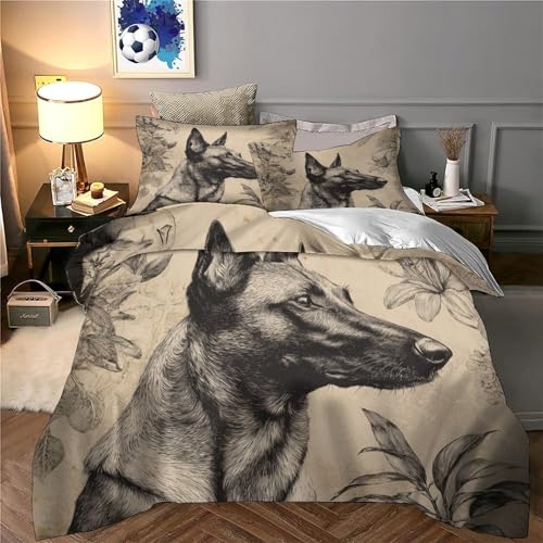 Housse de couette chien imprimé 3D parure lit microfibre hypoallergique - 6