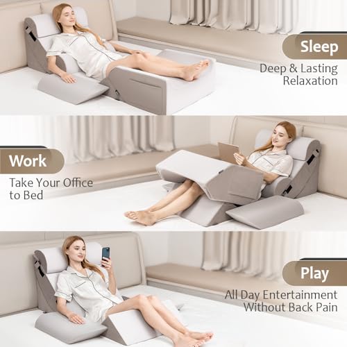 Orthopädisches Bettkeilkissen-Set für die Erholung nach Operationen, Körperpositionierer zur Linderung von Rücken- und Beinschmerzen, verstellbarer Memory-Schaum-Komfort zum Sitzen im Bett, ideal für