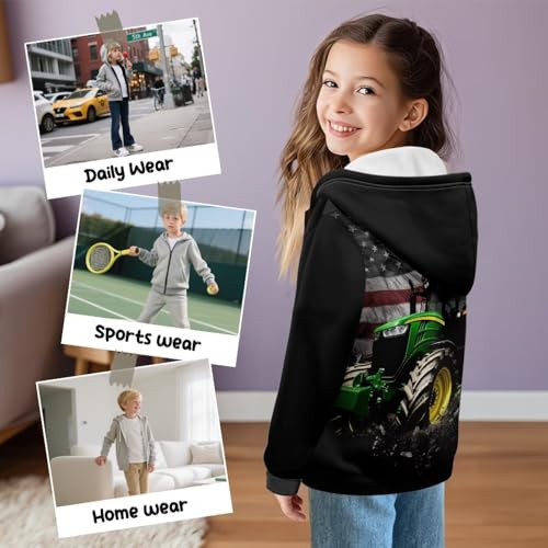 Dolyues Boys' Sweatshirt Hooded Zipper Hoodie Long Sleeve Cardigan Pockets Sweatshirts Fleece Jacket Size 6-12 Years2
