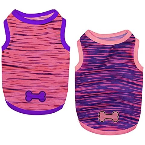 Set of 2 Dog Shirts Puppy Clothes Summer Shirts Cute Girl Boy Tank Tops Soft Pet Apparel for Small Dogs Cats Outfits Costume, Large Cover