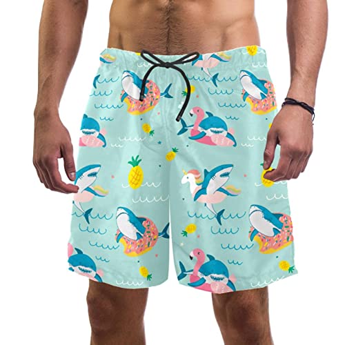 Maillots de bain pour hommes short de plage léger motif requin imprimé