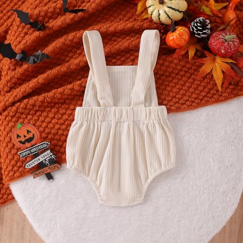 Newborn Baby Boy Girl Halloween Pumpkin One Piece Suspender Overalls Short Jumpsuit Romper Corduroy Bib Pants3
