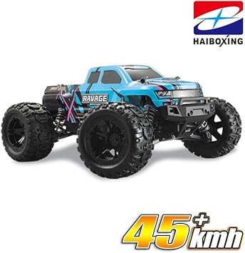 HAIBOXING RC 1/16 Ravage 45+ KM/H Sürat Uzaktan Kumandalı RC Model Araba RTR Elektrikli 4WD Brushless Fırçasız Offroad Truck (Mavi)