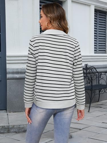Image of Women's Striped Cardigan Sweaters Long Sleeve Knit Lightweight Cardigan Fall Outfits Clothes Fashion Trendy