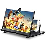 12' Phone Screen Magnifier,3D Cell Phone HD Curved Screen Amplifier,Foldable Phone Enlarger for Movies,Videos,Gaming,Compatible with Most Phones(Black)