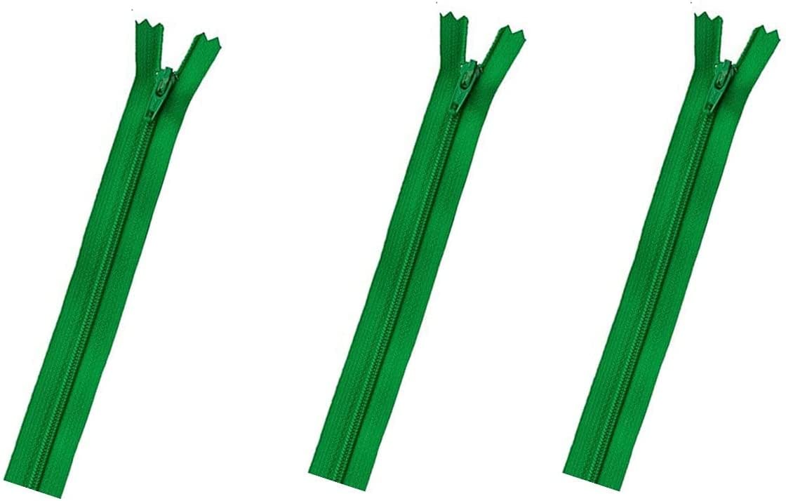 Skirt & Dress Nylon Coil Lightweight YKK Closed Bottom Zippers for Sewing Craft & Apparel - Choose Your Length - Dublin Green #151 - Made in The United States (3 Zippers Per Pack) (9" Inches)