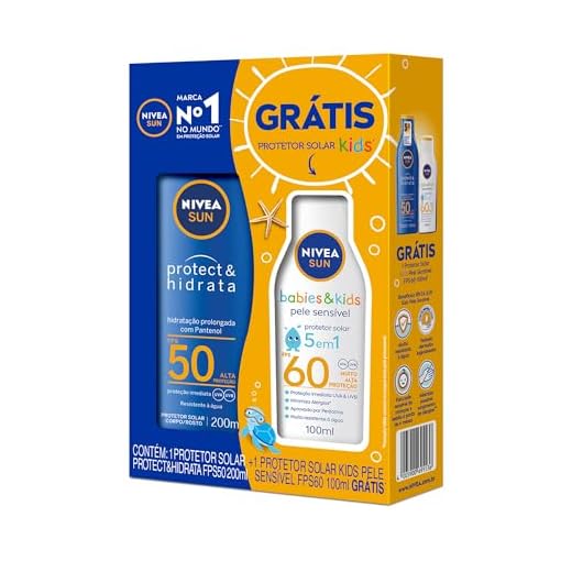 Kit NIVEA SUN Protetor Solar Protect & Hidrata FPS50 200ml + Protetor Solar Kids Sensitive FPS60 125ml, Nivea