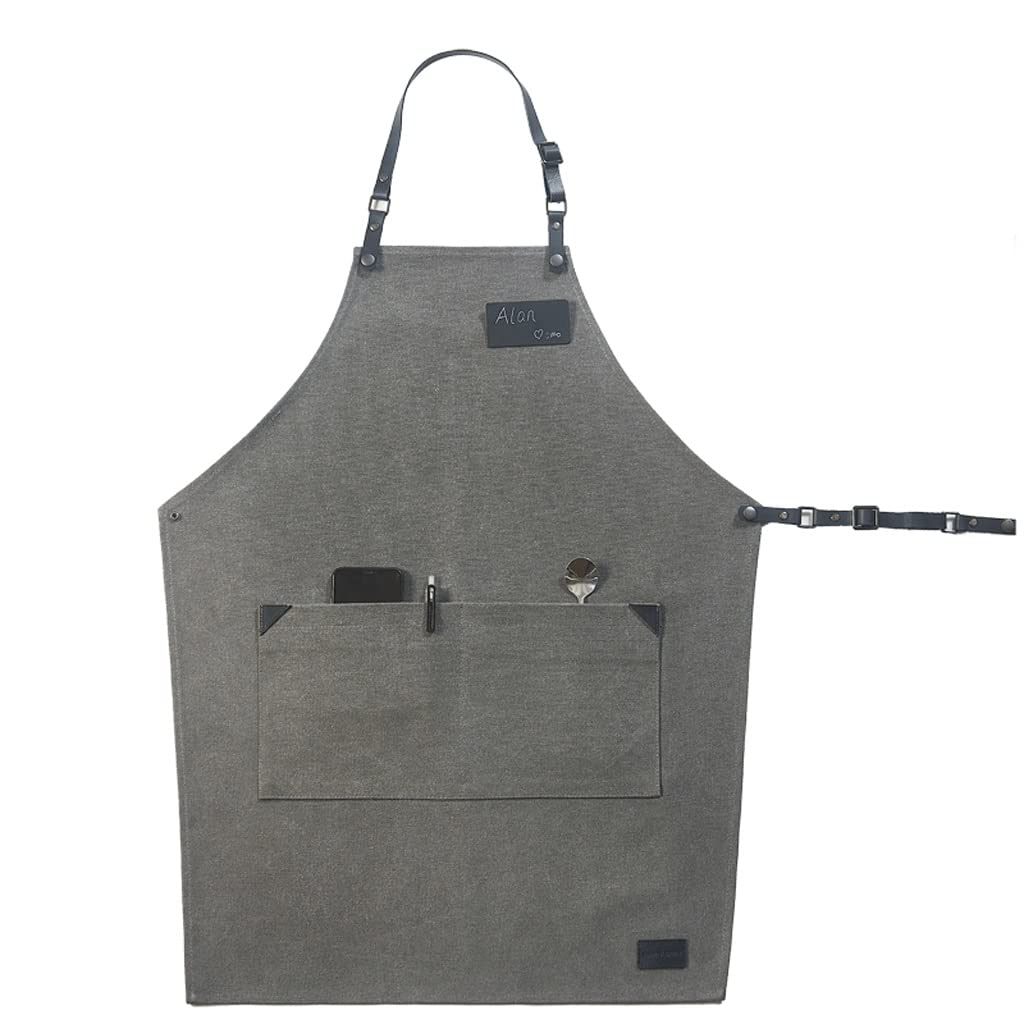 SSDD Gray Black Myed Vintage Canvas Fartuch Coffee Studio Restaurant Praca Fartuch (Size : L)